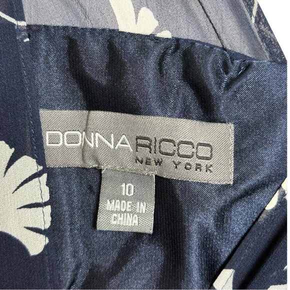 Donna Rico NY 100% Silk Baby Doll Layered Dress Size 10 Blue White - Picture 4 of 8